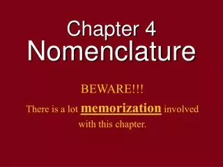 Chapter 4 Nomenclature