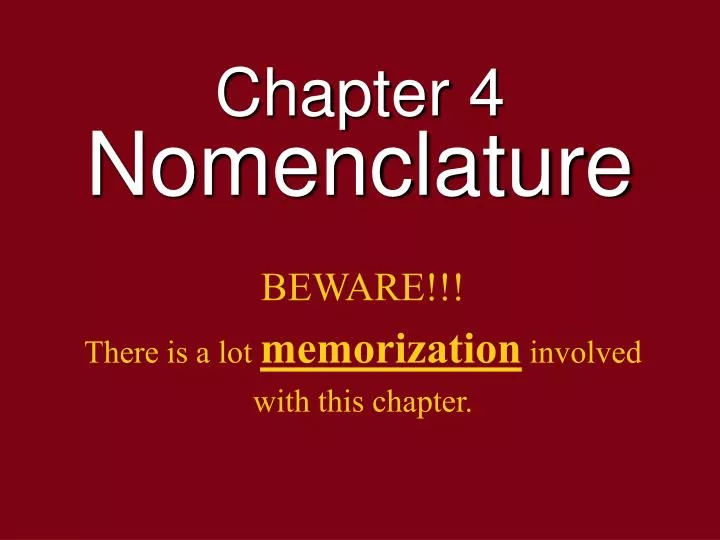 chapter 4 nomenclature