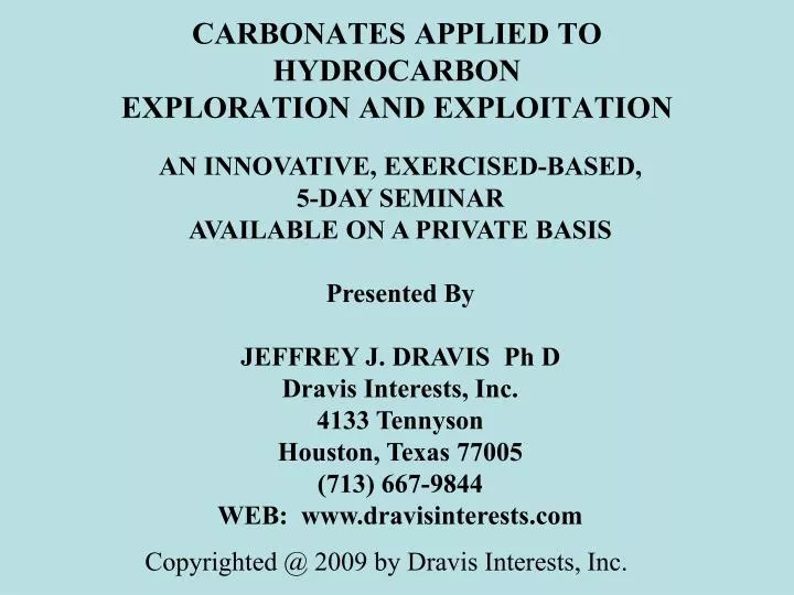 carbonates applied to hydrocarbon exploration and exploitation