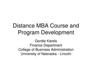 Distance MBA Course and Program Development