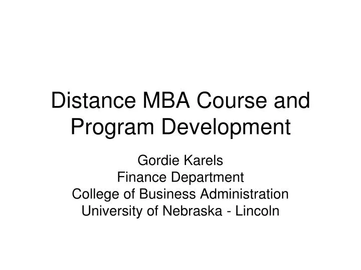 distance mba course and program development
