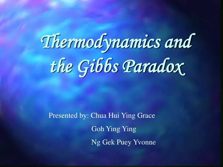 thermodynamics and the gibbs paradox
