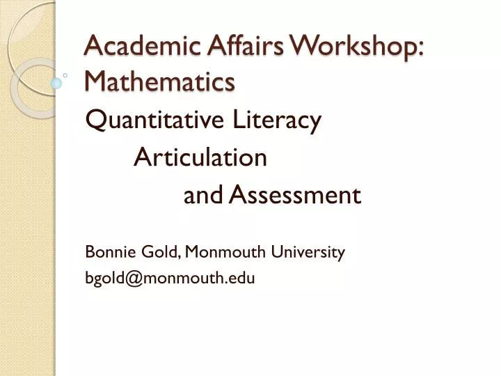 academic affairs workshop mathematics