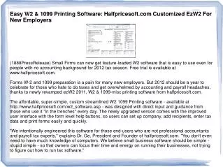 Easy W2 & 1099 Printing Software: Halfpricesoft.com Customiz
