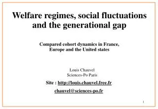 Welfare regimes, social fluctuations and the generational gap Compared cohort dynamics in France, Europe and the United