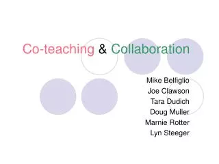 Co-teaching &amp; Collaboration