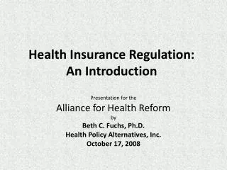 Health Insurance Regulation: An Introduction