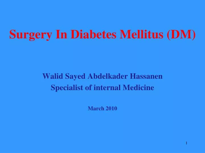 surgery in diabetes mellitus dm