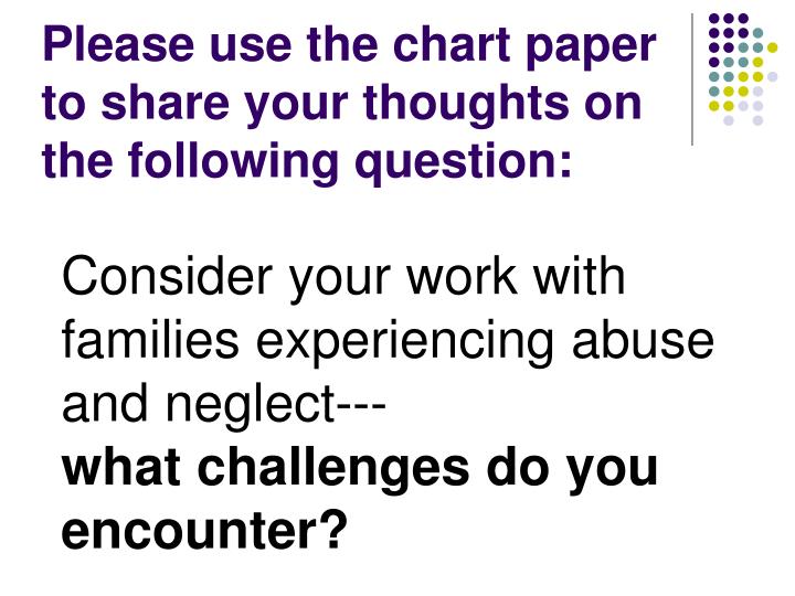 please use the chart paper to share your thoughts on the following question