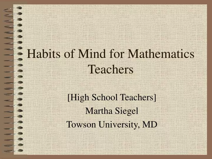 habits of mind for mathematics teachers