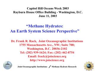 “Methane Hydrates: An Earth System Science Perspective”