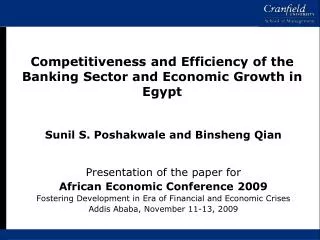 Competitiveness and Efficiency of the Banking Sector and Economic Growth in Egypt