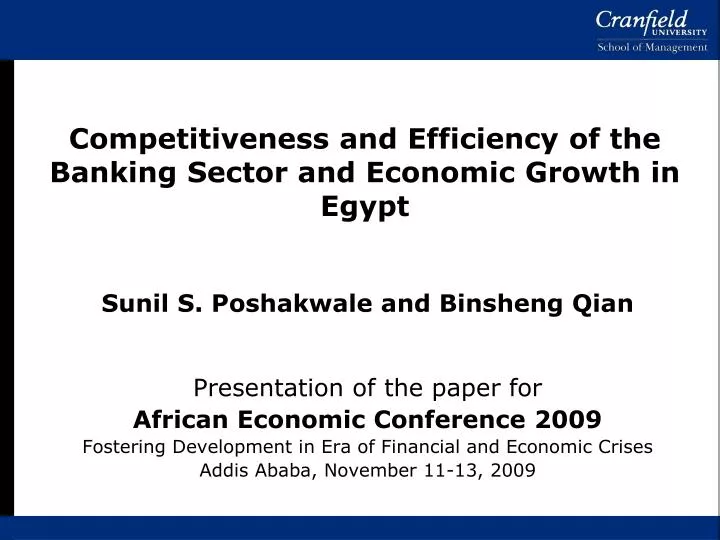 competitiveness and efficiency of the banking sector and economic growth in egypt