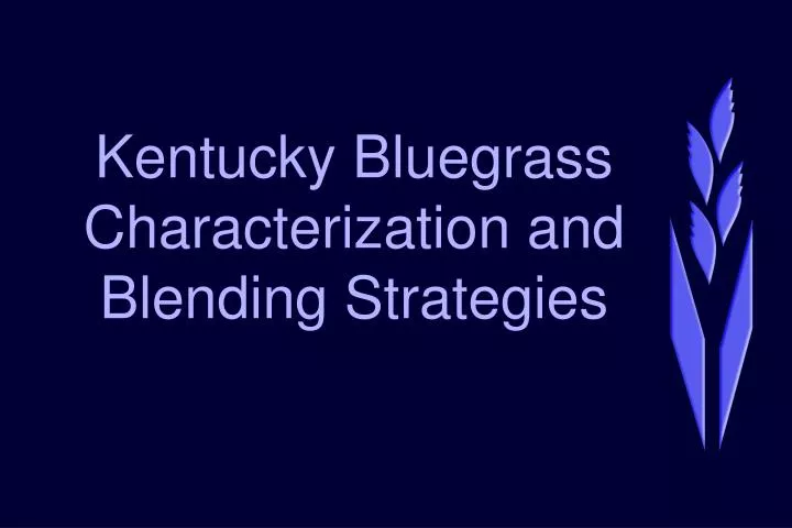 kentucky bluegrass characterization and blending strategies