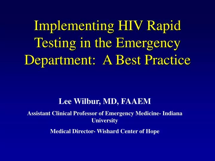 implementing hiv rapid testing in the emergency department a best practice