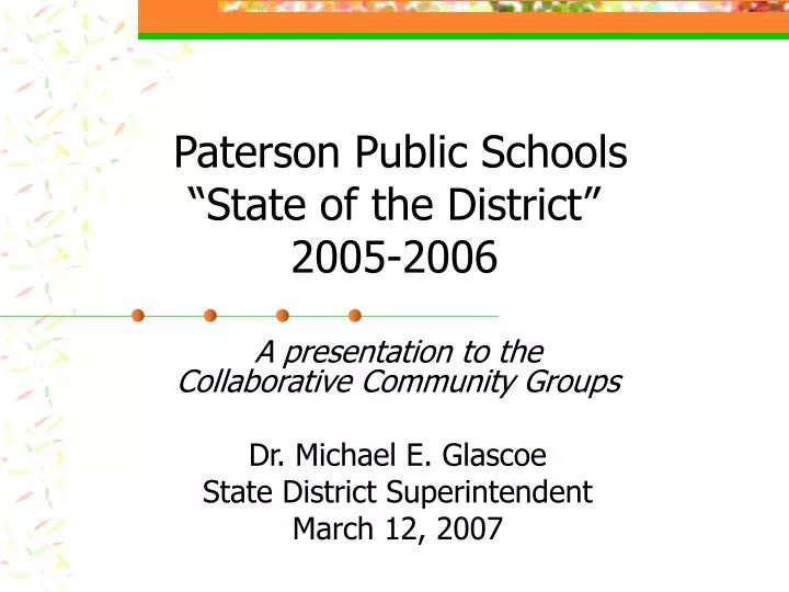 paterson public schools state of the district 2005 2006