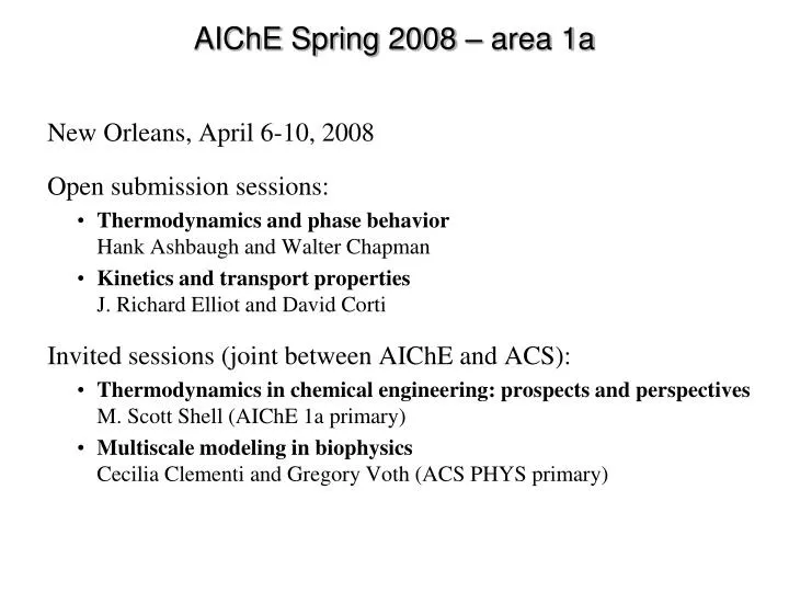 aiche spring 2008 area 1a