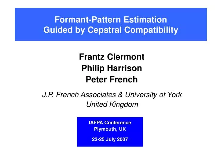 formant pattern estimation guided by cepstral compatibility