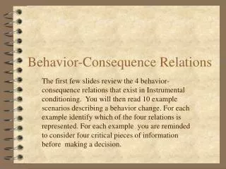 Behavior-Consequence Relations