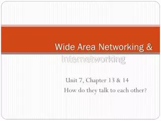 Wide Area Networking &amp; Internetworking