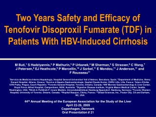 Two Years Safety and Efficacy of Tenofovir Disoproxil Fumarate (TDF) in Patients With HBV-Induced Cirrhosis
