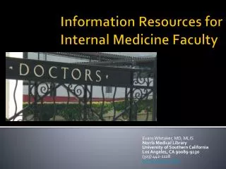 Information Resources for Internal Medicine Faculty
