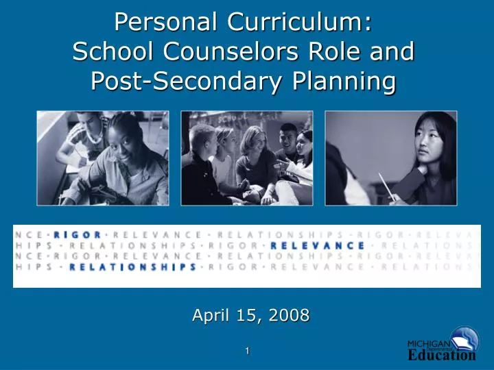 personal curriculum school counselors role and post secondary planning