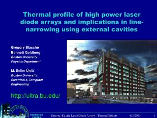 Thermal profile of high power laser diode arrays and implications in line-narrowing using external cavities