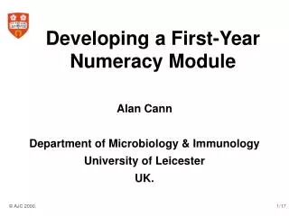 Developing a First-Year Numeracy Module