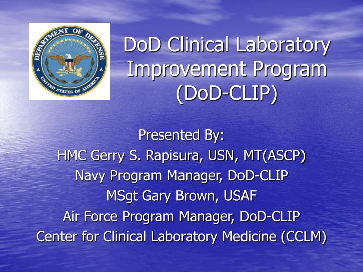 dod clinical laboratory improvement program dod clip