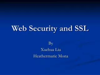 Web Security and SSL