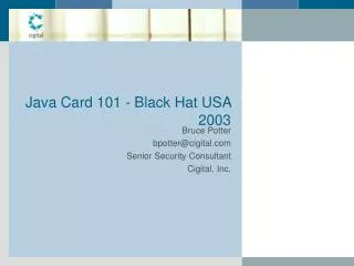 Java Card 101 - Black Hat USA 2003