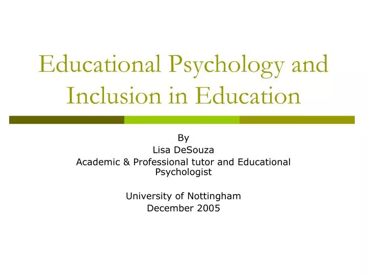 educational psychology and inclusion in education