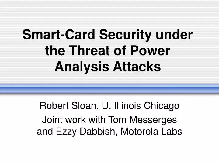 smart card security under the threat of power analysis attacks
