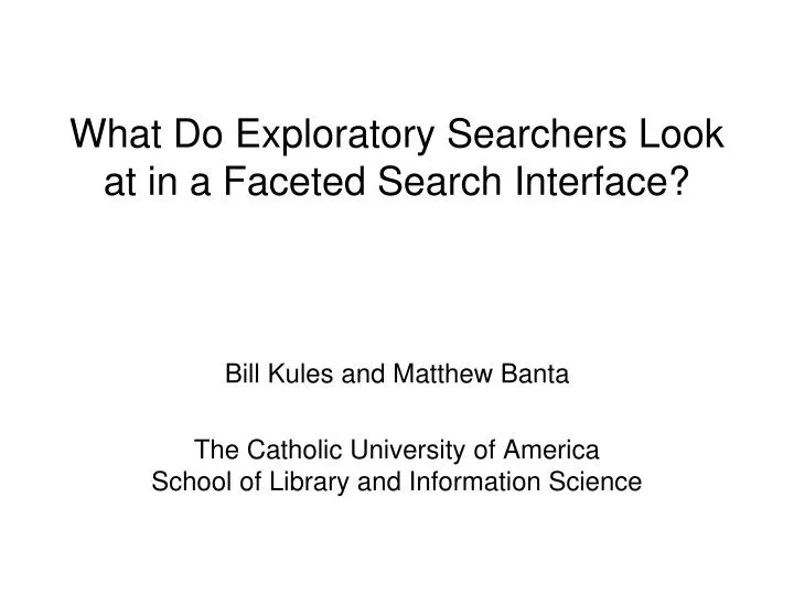 what do exploratory searchers look at in a faceted search interface