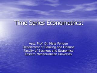 Time Series Econometrics: