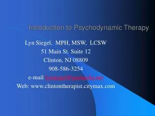 Introduction to Psychodynamic Therapy