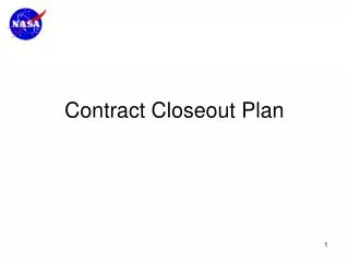 Contract Closeout Plan