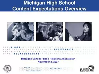 Michigan High School Content Expectations Overview