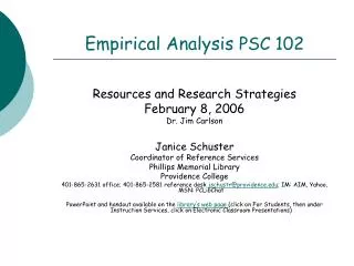 Empirical Analysis PSC 102