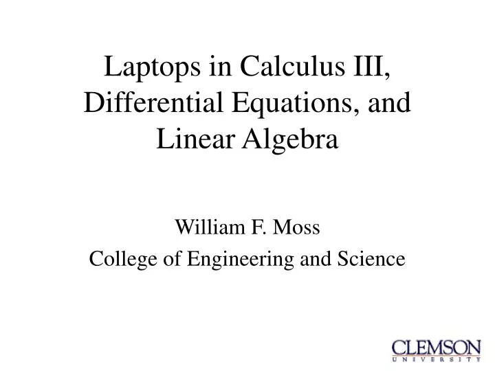 laptops in calculus iii differential equations and linear algebra