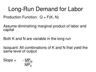 Long-Run Demand for Labor