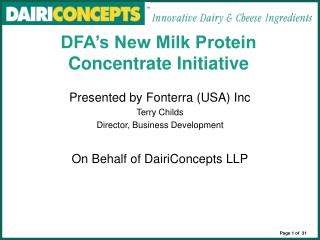 DFA’s New Milk Protein Concentrate Initiative