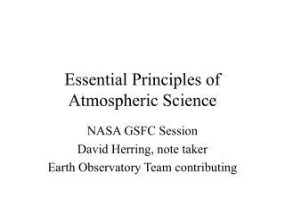 Essential Principles of Atmospheric Science