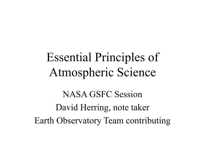 essential principles of atmospheric science