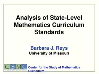 Analysis of State-Level Mathematics Curriculum Standards