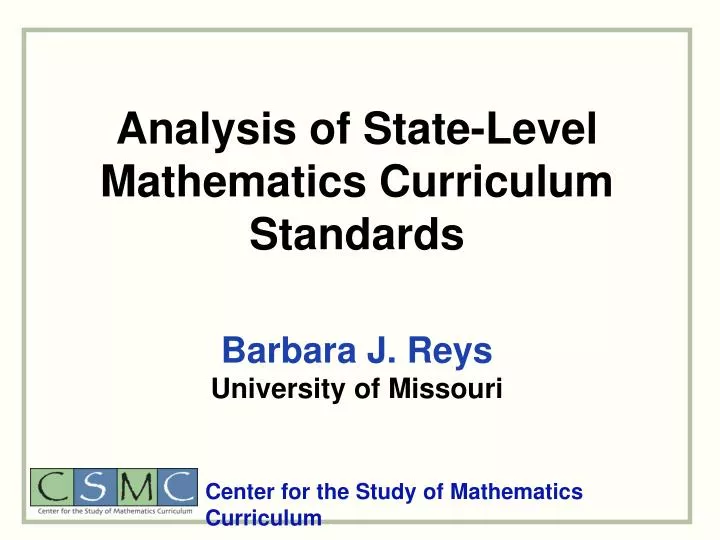 analysis of state level mathematics curriculum standards