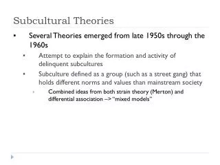 Subcultural Theories
