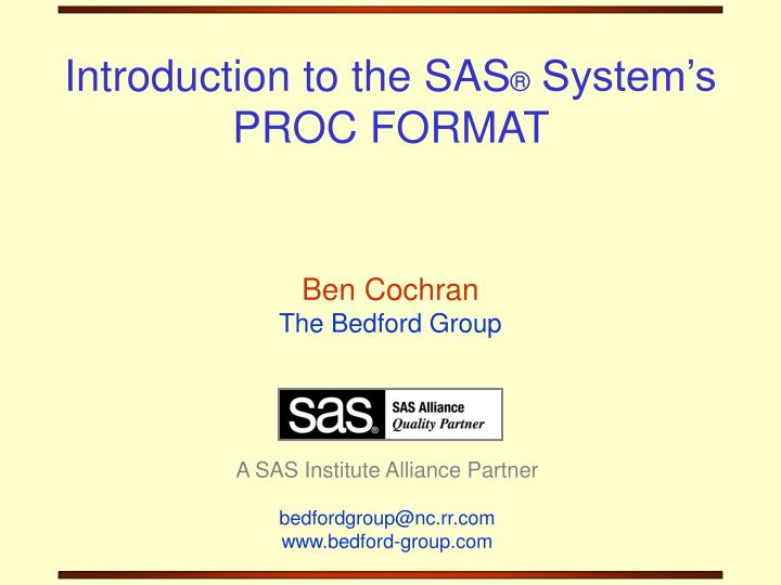 introduction to the sas system s proc format