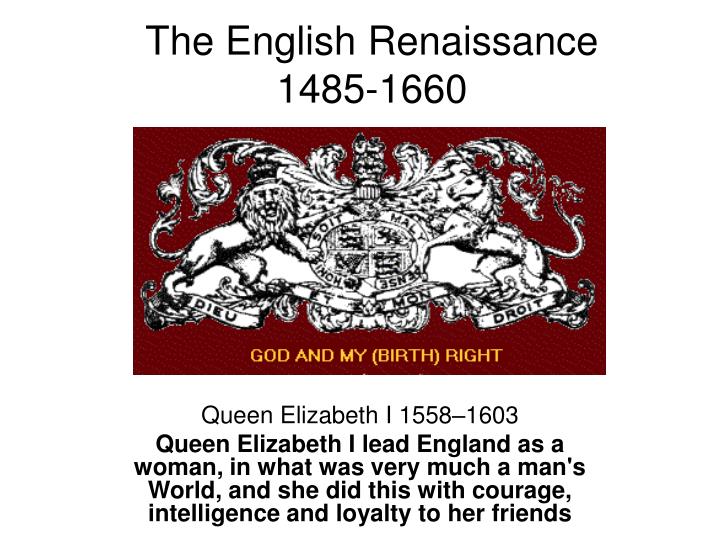 the english renaissance 1485 1660